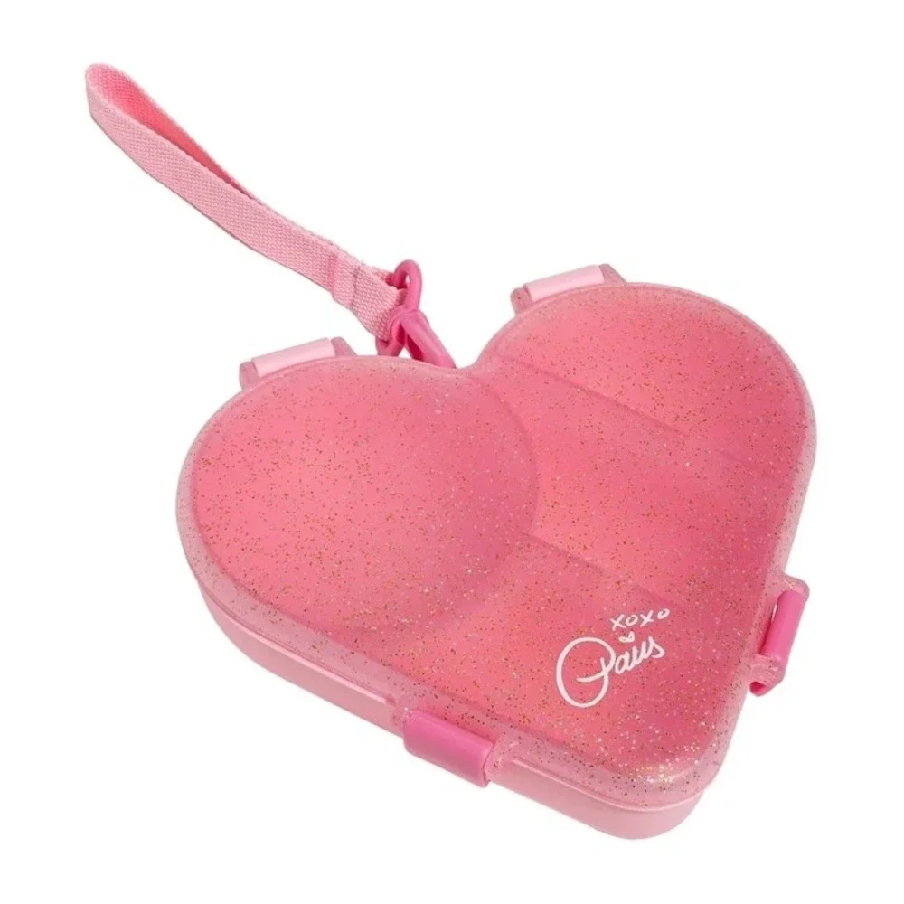 Paris Hilton Pink‎ Heart Bento Snack Box – Glitter Lid, Phone Stand, Bow NWT